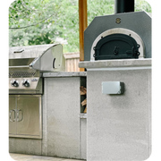 Chicago Brick Oven CBO-500 27" x 22" Cooking Surface, Preassembled Wood Fired Countertop Pizza Oven With Silver Vein Hood - View 3