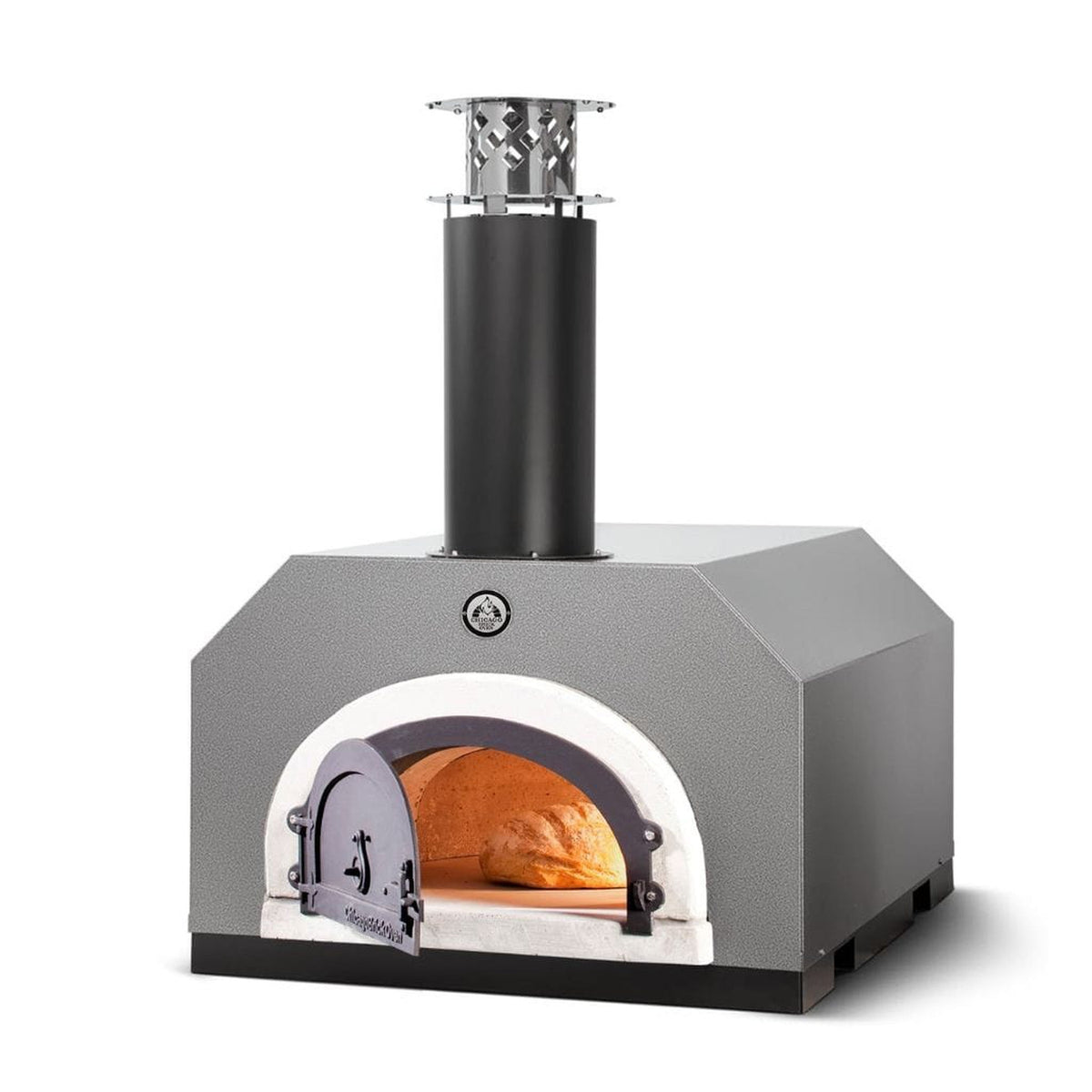 Chicago Brick Oven CBO-500 27" x 22" Cooking Surface, Preassembled Wood Fired Countertop Pizza Oven With Silver Vein Hood - View 1
