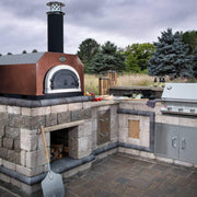 Chicago Brick Oven CBO-750 38" x 28" Cooking Surface, Preassembled Wood Fired Countertop Pizza Oven With Copper Vein Hood - View 3