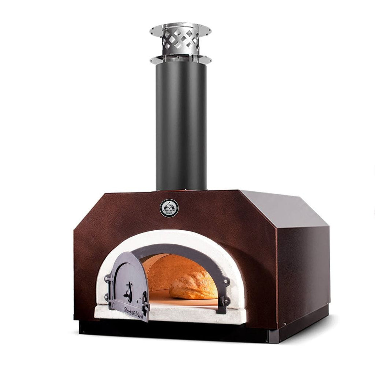 Chicago Brick Oven CBO-750 38" x 28" Cooking Surface, Preassembled Wood Fired Countertop Pizza Oven With Copper Vein Hood - View 1