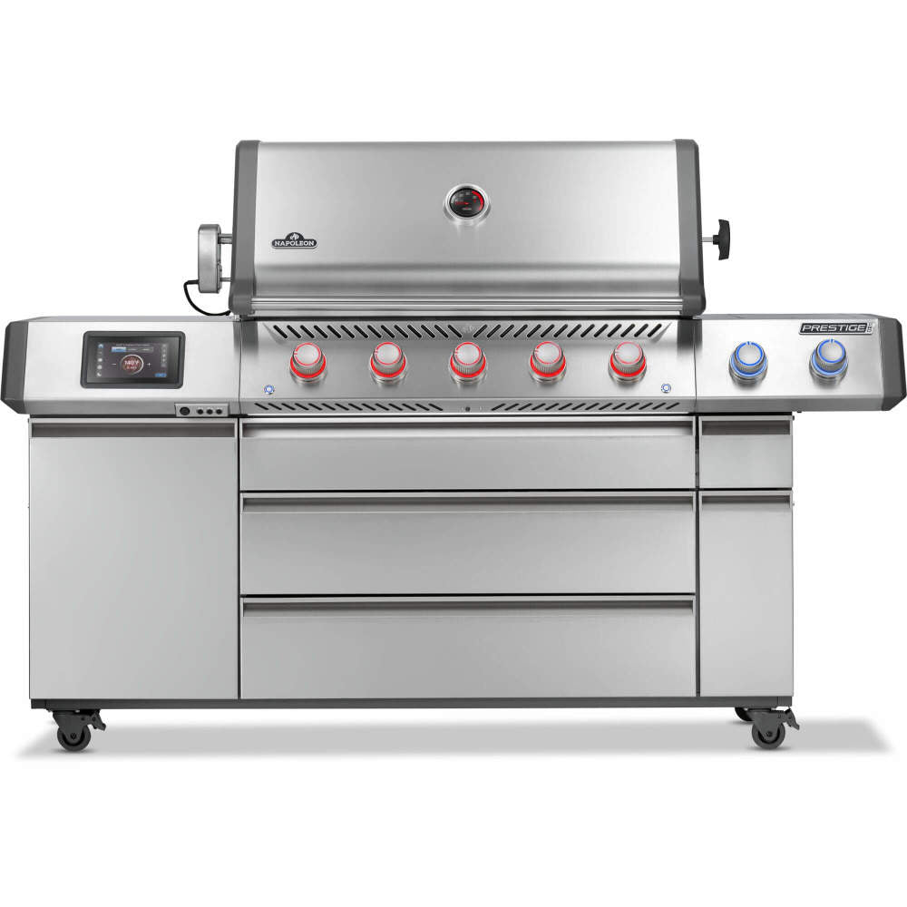 Napoleon Prestige PRO 665 Elite 77" 5 Main Burners Freestanding Propane Gas Grill With Smart Technology & Electric Smoker Box