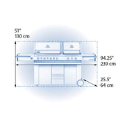 Napoleon Prestige PRO 825 94" Freestanding Natural Gas Grill With Power Side Burner, Infrared Rear & Bottom Burners - View 27