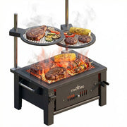 Sunstone StarBBQ 24" Countertop Charcoal Griller Base w/Post-Mount Griller Rim & ExGrate Cooking Grate