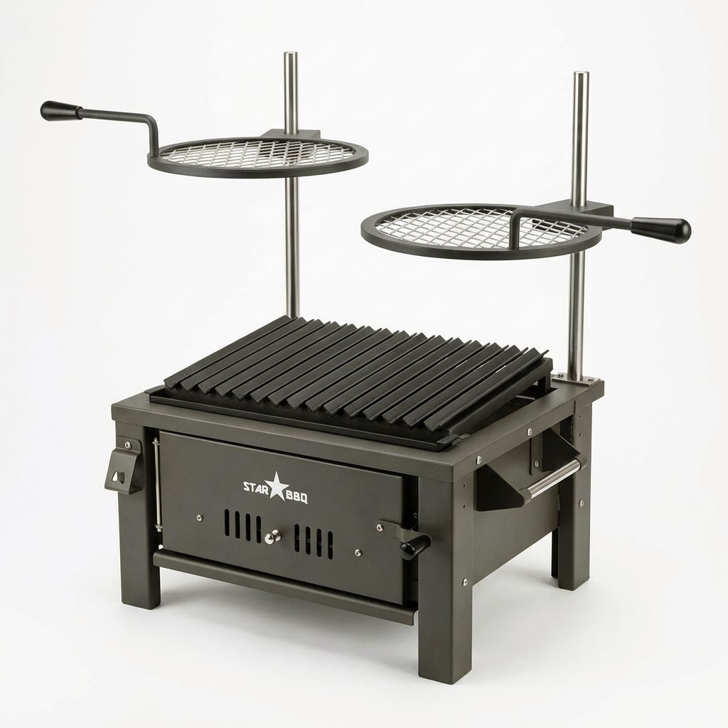 Sunstone StarBBQ 24" Charcoal Griller Base w/Post-Mount Griller Rim & the Raised Sear Rim Insert