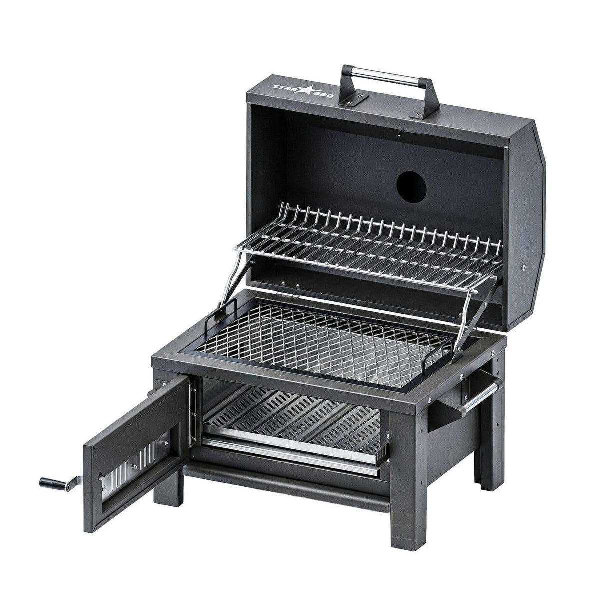 Sunstone StarBBQ 24" Charcoal Griller Base w/Smoker Hood & ExGrate Rim Insert Cooking Grate