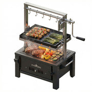 Sunstone StarBBQ 24" Charcoal Griller Base with Santa Maria Rim & Raised Sear Rim Insert on BBQ Cart (Standard)