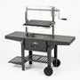 Sunstone StarBBQ 24" Charcoal Griller Base with Santa Maria Rim & Raised Sear Rim Insert on BBQ Cart (Deluxe)