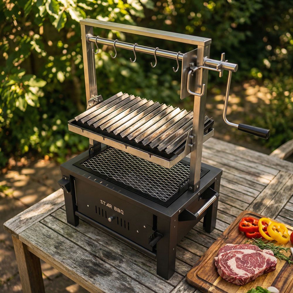 Sunstone StarBBQ 24" Charcoal Griller Base with Santa Maria Rim & the Raised Sear Rim Insert & ExGrate Cooking Grate