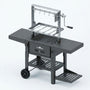 Sunstone StarBBQ 24" Charcoal Griller Base with Santa Maria Rim & the Raised Solid Steel Griddle Insert & ExGrate Cooking Grate on BBQ Cart