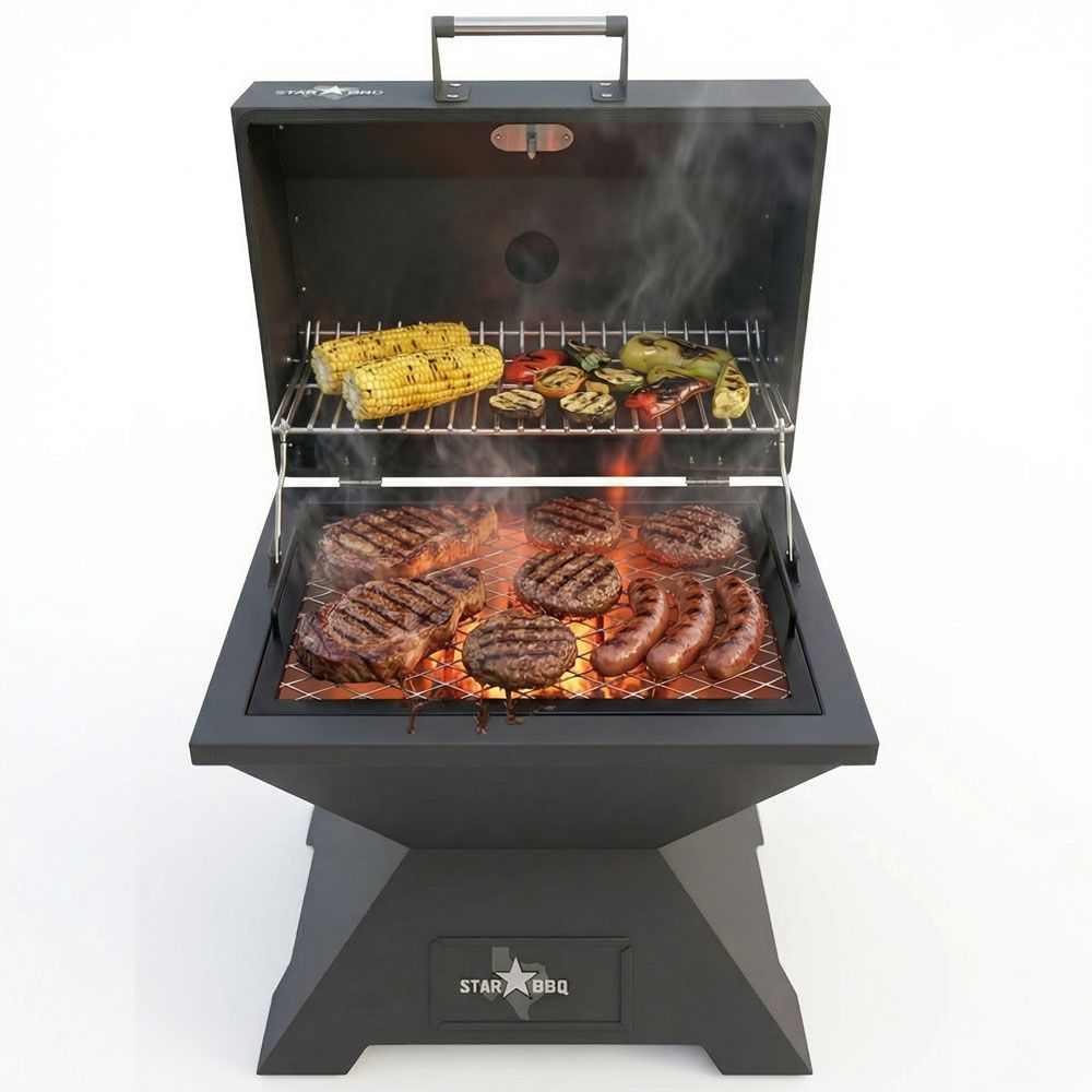 Sunstone StarBBQ 24" Smokeless Fire-Pit Base With Smoker Hood & the ExGrate Rim Insert Cooking Grate