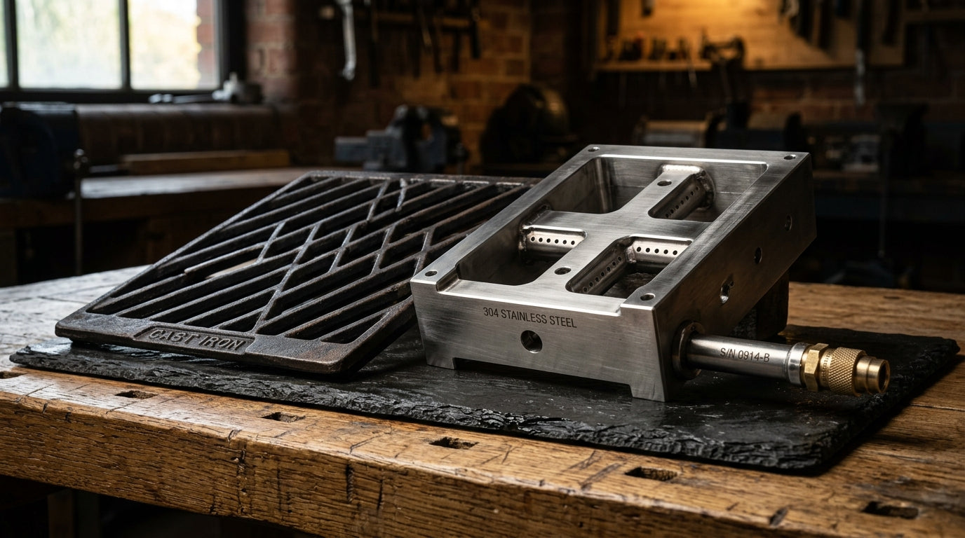 Grill Atlas 304 Stainless Steel Precision Burner and Cast Grates